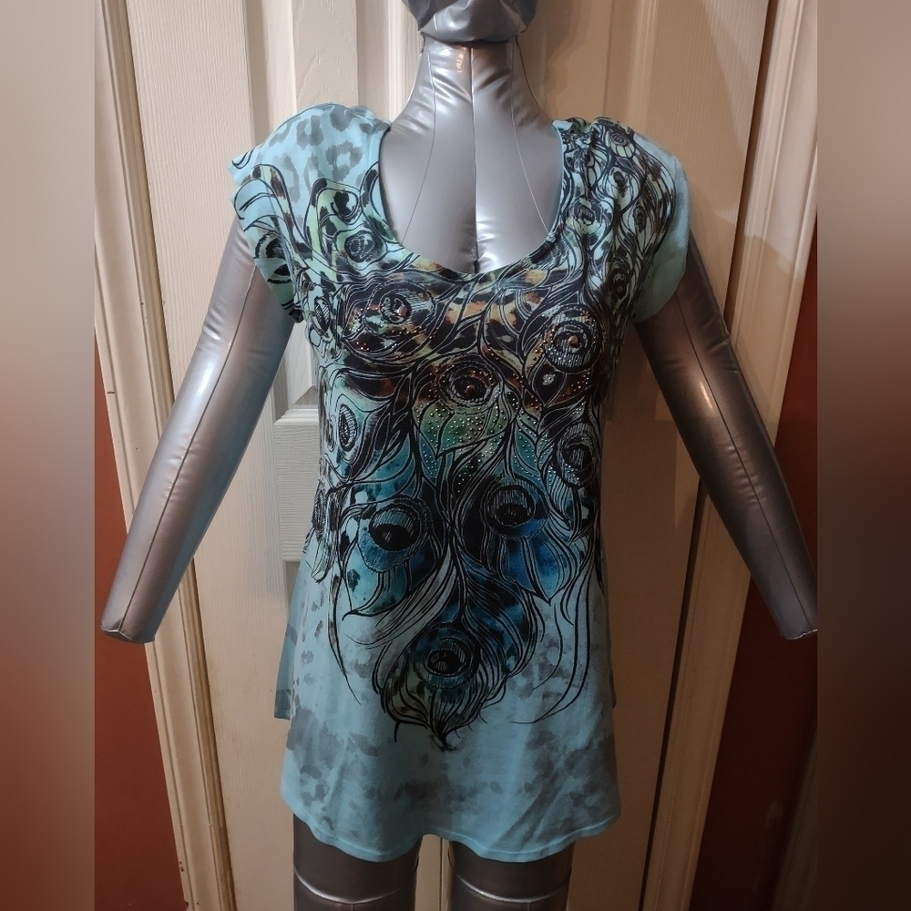 New Directions Woman's Size large short sleeve blouse shirt top